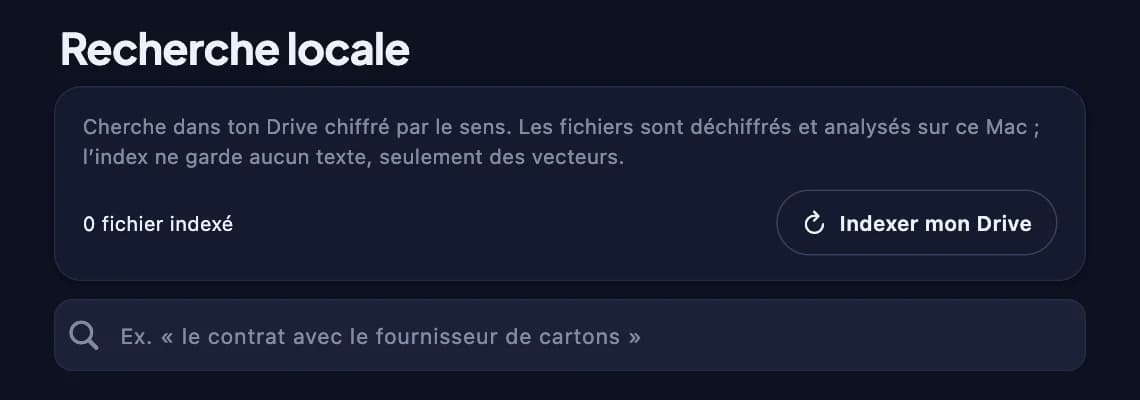 La recherche sémantique : l'index de vos documents reste sur le Mac.